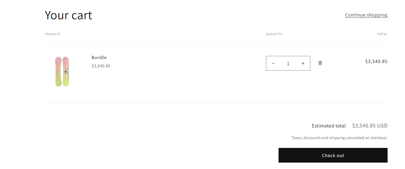 Bundle as a single merged line on the cart page